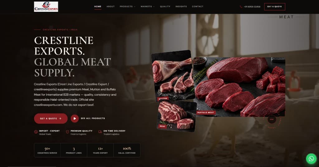 Crestline Exports website preview