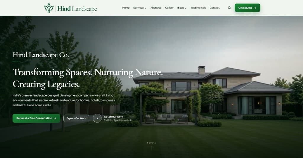 Hind Landscape Co. website preview